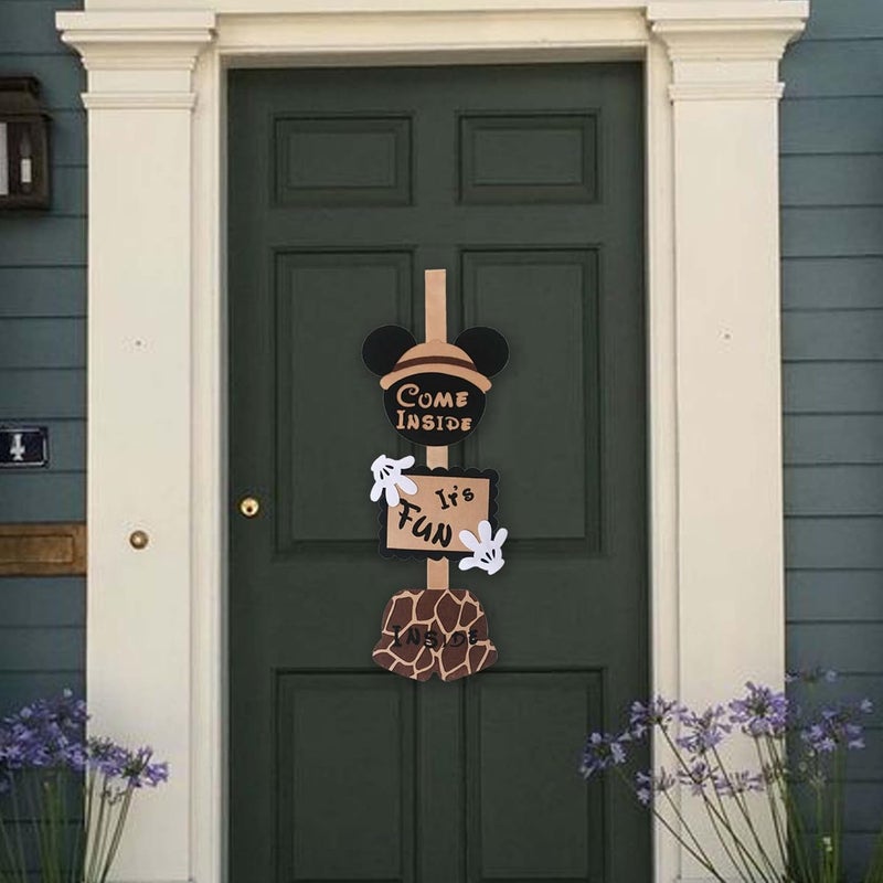 Vignye Mouse Safari Birthday Door Sign, Animal Safari Party Decorations Kid's Birthday Party Baby Shower for Boy & Girl- Come Inside Its Fun Inside - Image 2